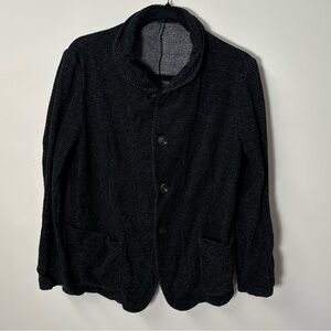 EMPORIO ARMANI black grey soft textured velvet button down blazer, 56 US.